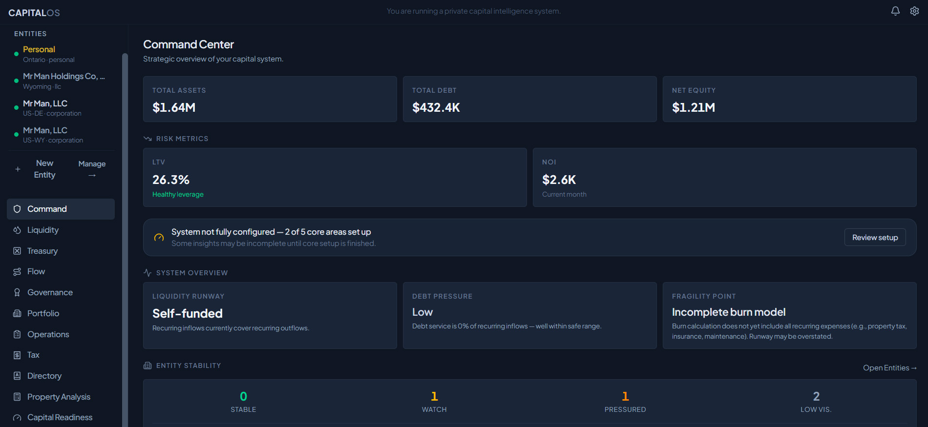 CapitalOS product screen 1